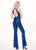 Rachel Allan - 6600 Sequined Halter Cutout Jumpsuit In Blue