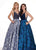 Rachel Allan - 6602 Ruched Sweetheart Floral Ballgown In Gray And Blue