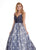 Rachel Allan - 6602 Ruched Sweetheart Floral Ballgown In Gray