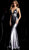 Jovani - Plunging V-Neck Long Metallic Evening Gown 66035  In Gray