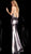 Jovani - Plunging V-Neck Long Metallic Evening Gown 66035  In Gray