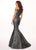Rachel Allan - 6603 Off Shoulder Glitter Jersey Mermaid Gown In Gray and Silver