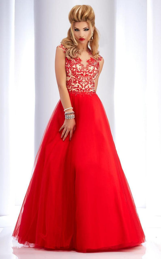 Clarisse - 2701 Lace Illusion Jewel Ballgown in Red