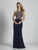 Dave & Johnny - A6604 Beaded Halter Neck Fitted Gown in Blue