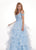 Rachel Allan - 6605 Beaded Cold Shoulders Ruffles Organza Ballgown In Blue
