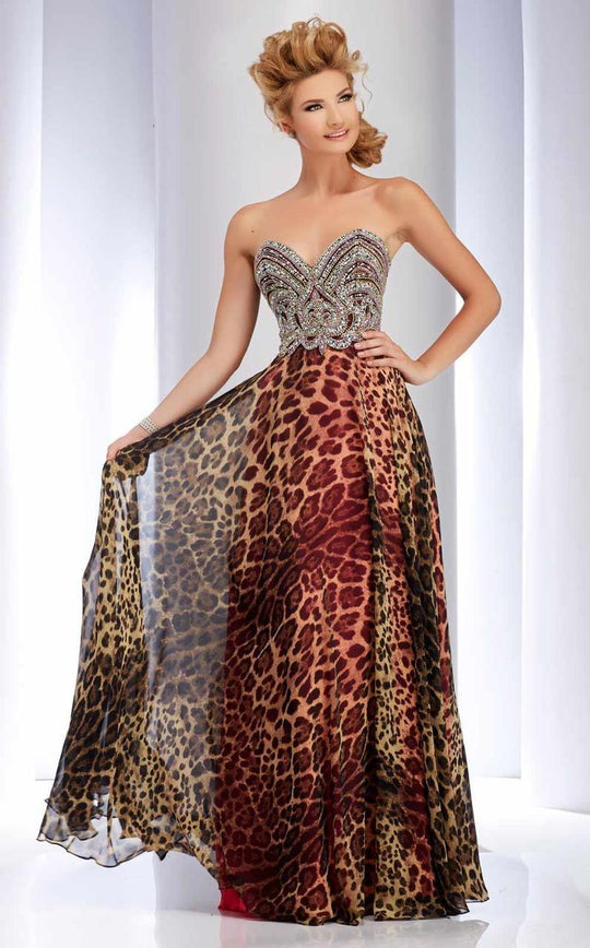 Clarisse - 2706  Jeweled Animal Print Strapless Gown in Print