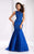 Clarisse - 2714 Illusion Applique Mermaid Gown in Blue