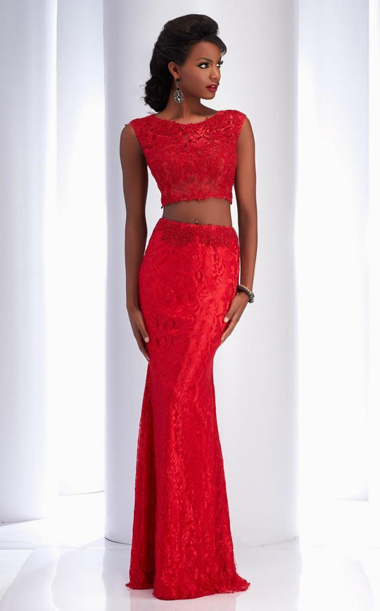 Clarisse - 2716 Two-Piece Jeweled Applique Gown in Red