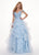 Rachel Allan - 6605 Beaded Cold Shoulders Ruffles Organza Ballgown In Blue