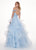 Rachel Allan - 6605 Beaded Cold Shoulders Ruffles Organza Ballgown In Blue