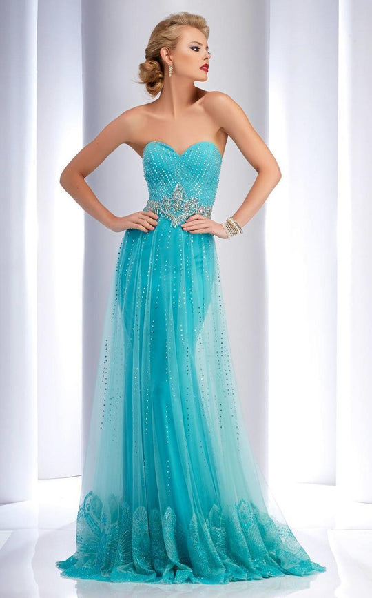 Clarisse - 2734 Bedazzled Sweetheart Dress in Blue