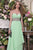 Alyce Paris  - 6607 Pleated Beaded Chiffon A-line Dress in Green