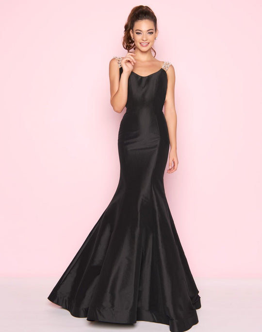 Mac Duggal - 66080L Beaded Scoop Mermaid Dress In Black