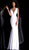Jovani - 66089 Embellished Deep V-neck Trumpet Dress With Train In White