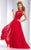 Clarisse - 2768 Lace Bateau A-line Dress in Red