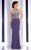 Clarisse - 2807 Crystal Festooned Halter Gown in Purple