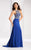 Clarisse - 2807 Crystal Festooned Halter Gown in Blue