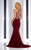 Clarisse - 2807 Crystal Festooned Halter Gown in Red