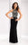 Clarisse - 2807 Crystal Festooned Halter Gown in Black