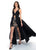 Rachel Allan - 6611 Embroidered Floral Accented Overskirt Gown In Black