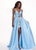 Rachel Allan - 6611 Embroidered Floral Accented Overskirt Gown In Blue
