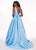 Rachel Allan - 6611 Embroidered Floral Accented Overskirt Gown In Blue