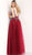 Jovani - 66121 Floral Embellished Deep V-neck Ballgown In Red