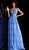 Jovani - 66128 Lace V-Neck A-Line Evening Dress in Blue