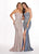 Rachel Allan - 6613 Plunging Sweetheart Geometric Beaded Gown In Pink and Blue