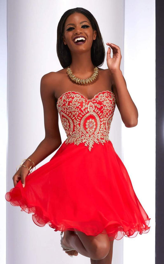 Clarisse - 2841 Gilded Sweetheart A-line Dress| in Red