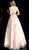 Jovani - 66133 Floral Appliqued Plunging A-Line Evening Gown in Nude