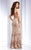Clarisse - 2849 Shimmering  Sequins Cutout Detail Gown in Brown