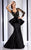 Clarisse - 4701 Floral Applique Mermaid Dress in Black