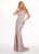 Rachel Allan - 6613 Plunging Sweetheart Geometric Beaded Gown In Pink and Silver
