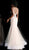 Jovani - 66151 Floral Applique Deep V-neck Mermaid Dress in Pink