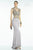 Alyce Paris - 6615 High Neck Festooned Jersey Gown In Gray and Multi-color