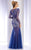Clarisse - 4748 Long-Sleeved Sheer and Beaded Evening Gown in Blue