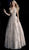 Jovani - Bead Embellished Plunging V Neck A-Line Evening Gown 66170 In Brown and Multi-Color