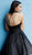Jovani - 66175 Ruched Halter Mikado Pleated A-line Dress in Black 