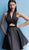 Jovani - 66175 Ruched Halter Mikado Pleated A-line Dress in Black 