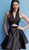 Jovani - 66175 Ruched Halter Mikado Pleated A-line Dress in Black 