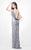 Primavera Couture - Ultra Sparkling Plunging Back Long Sequin Sheath Dress 1256 in Silver