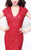 Primavera Couture - 1413 Sequined V Neck Cap Sleeves Long Gown in Red