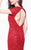 Primavera Couture - 1413 Sequined V Neck Cap Sleeves Long Gown in Red