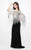 Primavera Couture - Stunning Two-Tone Sequin Embellished Long Gown with Batwing Sleeves 1424 in Black and Neutral