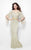 Primavera Couture - Stunning Two-Tone Sequin Embellished Long Gown with Batwing Sleeves 1424 in Neutral and Gold