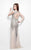 Primavera Couture - 1472 Sequined Cap Sleeves Long Dress with Back Hole in Neutral