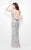 Primavera Couture - 1474 Sequined Bateau Dress in Neutral and Silver