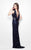 Primavera Couture - 1474 Sequined Bateau Dress in Blue