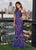 Rachel Allan - 6620 Sequined Midriff Cutout Sheath Gown In Purple and Multi-Color